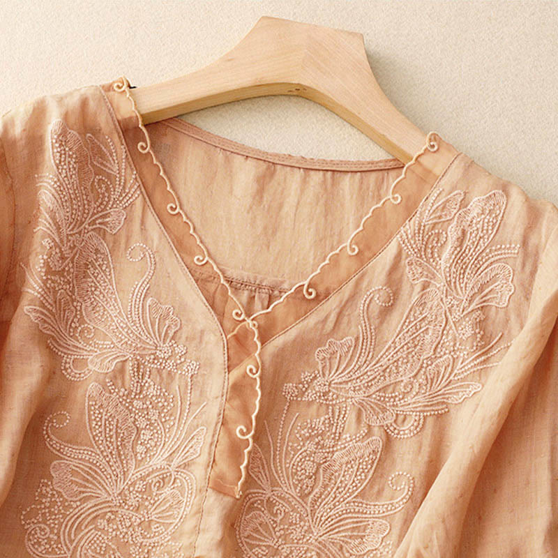 Buddha Stones V-Neck Butterfly Women's Half Sleeve Shirt - image 5