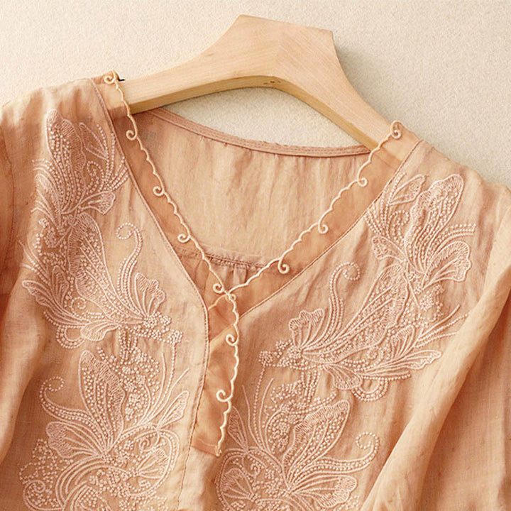 Buddha Stones V-Neck Butterfly Women's Half Sleeve Shirt - image 5