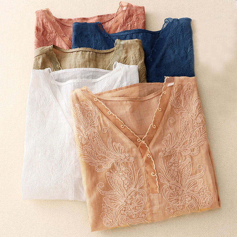 Buddha Stones V-Neck Butterfly Women's Half Sleeve Shirt - image 24