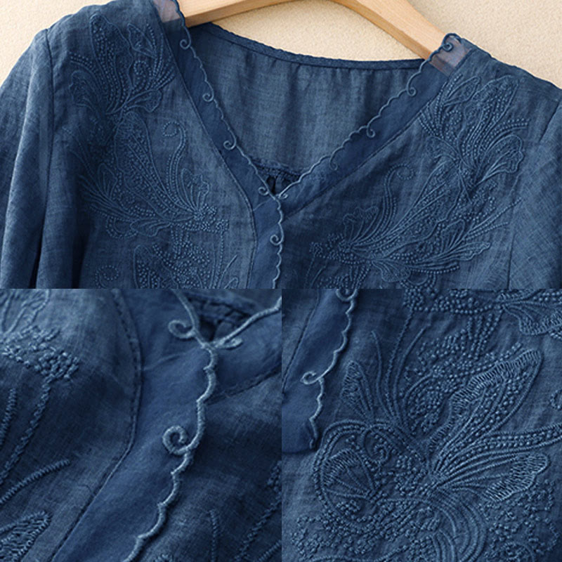 Buddha Stones V-Neck Butterfly Women's Half Sleeve Shirt - image 19