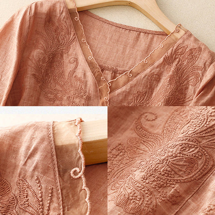 Buddha Stones V-Neck Butterfly Women's Half Sleeve Shirt - image 3