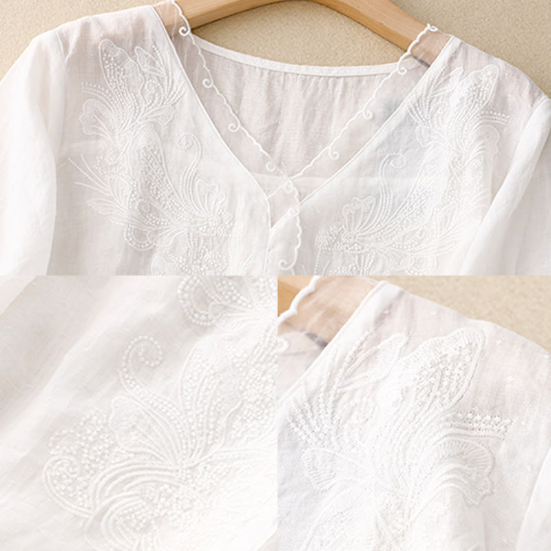 Buddha Stones V-Neck Butterfly Women's Half Sleeve Shirt - image 9