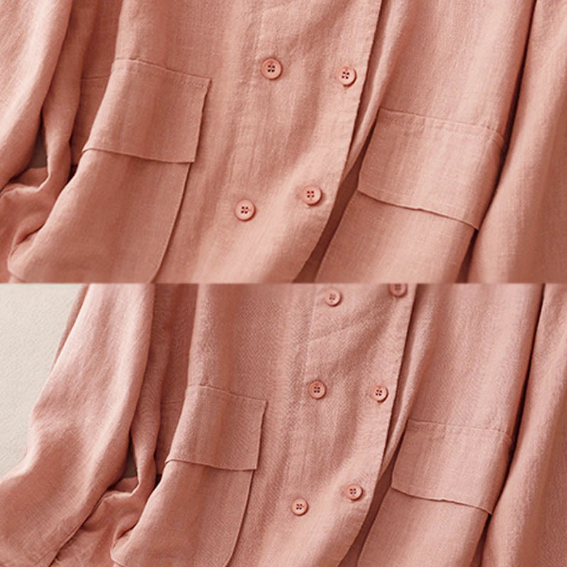 Buddha Stones Double‑Breasted Design Long Sleeve Women's Cotton Jacket With Pockets - image 18