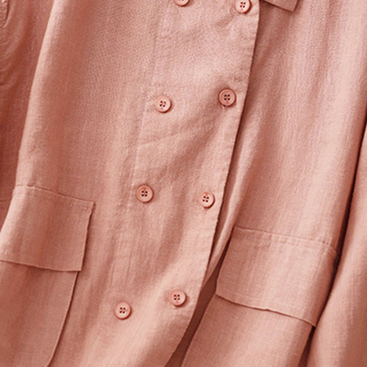 Buddha Stones Double‑Breasted Design Long Sleeve Women's Cotton Jacket With Pockets - image 20