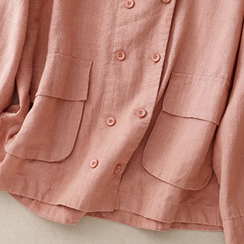 Buddha Stones Double‑Breasted Design Long Sleeve Women's Cotton Jacket With Pockets - image 19