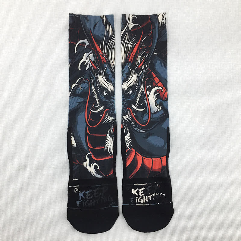 Buddha Stones "Fortress of the Mind" Casual Dragon Micro Crew Men's Socks Includes Gift Message Card - image 1