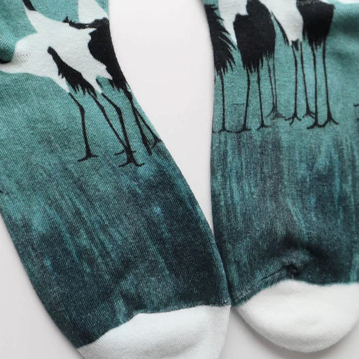 Buddha Stones "Inner Calm" Casual White Crane Micro Crew Women's Socks Includes Gift Message Card - image 3