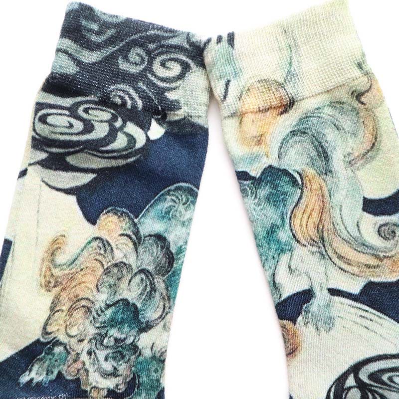Buddha Stones Casual Pixiu Auspicious Clouds Cotton Micro Crew Women's Socks - image 2