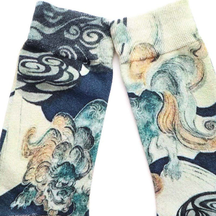 Buddha Stones Casual Pixiu Auspicious Clouds Cotton Micro Crew Women's Socks - image 2