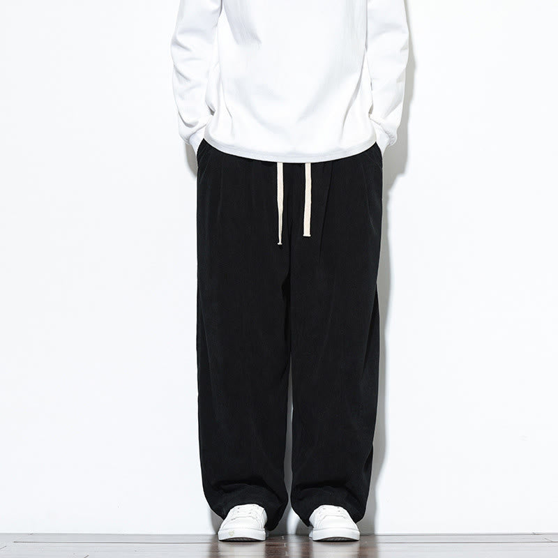 Buddha Stones Plain Drawstring Pure Cotton Corduroy Men's Harem Pants With Pockets - Black - US/UK/AU46，EU56 (5XL) - image 23