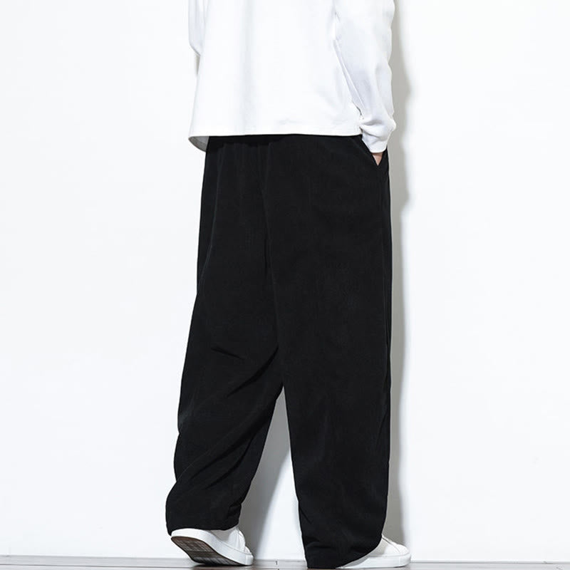 Buddha Stones Plain Drawstring Pure Cotton Corduroy Men's Harem Pants With Pockets - image 27