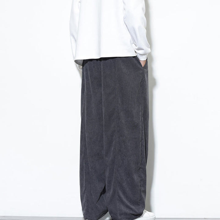 Buddha Stones Plain Drawstring Pure Cotton Corduroy Men's Harem Pants With Pockets - image 12