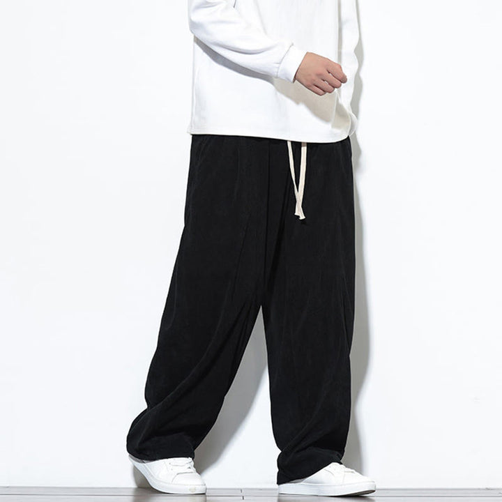 Buddha Stones Plain Drawstring Pure Cotton Corduroy Men's Harem Pants With Pockets - image 25