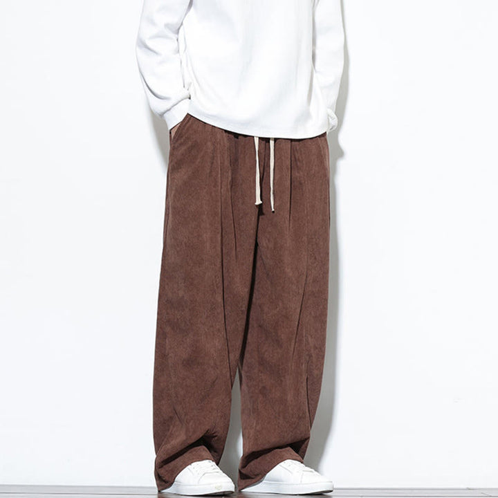Buddha Stones Plain Drawstring Pure Cotton Corduroy Men's Harem Pants With Pockets - image 35