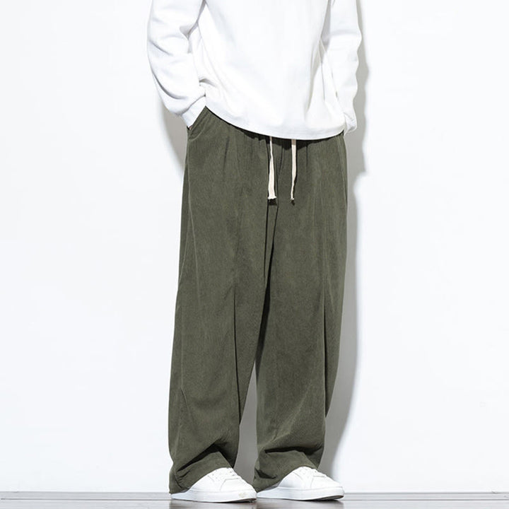Buddha Stones Plain Drawstring Pure Cotton Corduroy Men's Harem Pants With Pockets - image 9