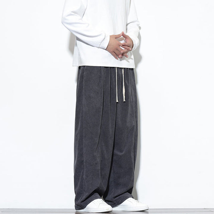 Buddha Stones Plain Drawstring Pure Cotton Corduroy Men's Harem Pants With Pockets - image 17