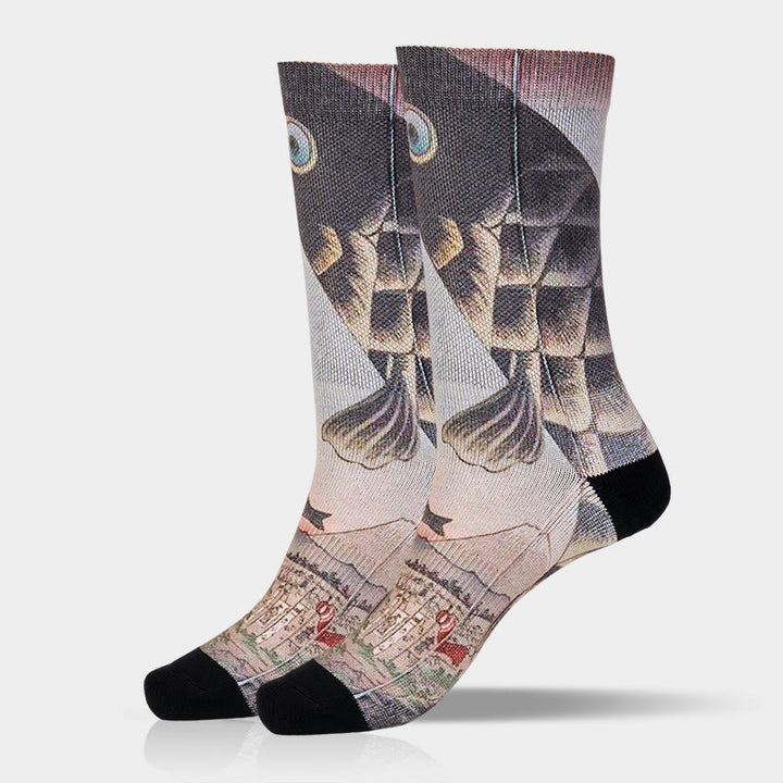 Buddha Stones Casual Koi Fish Mount Fuji Micro Crew Men Women Unisex Socks - image 12