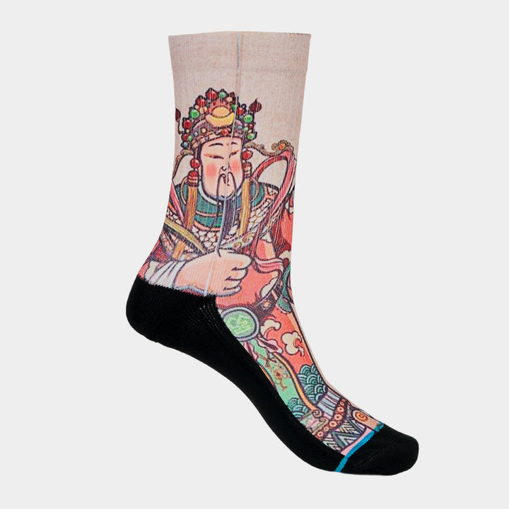 Buddha Stones Casual God Of Wealth Ruyi Handle Micro Crew Men Women Unisex Socks - image 7