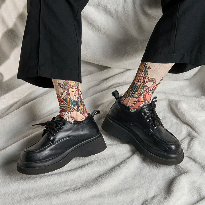 Buddha Stones Casual God Of Wealth Ruyi Handle Micro Crew Men Women Unisex Socks - image 6