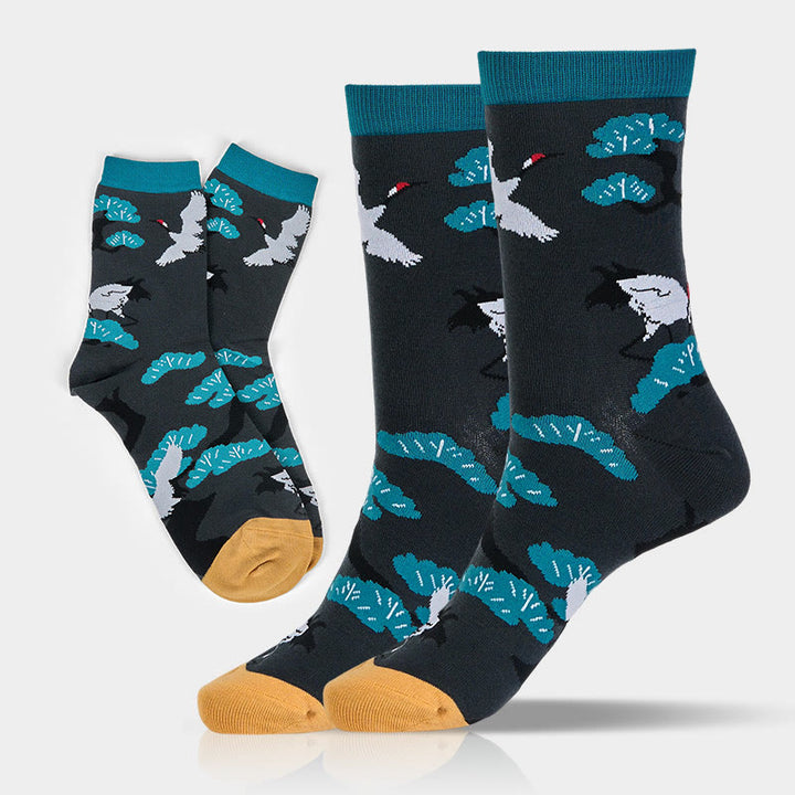 Buddha Stones "Create Yourself" White Crane Pine Tree Women's Socks Includes Gift Message Card - image 1