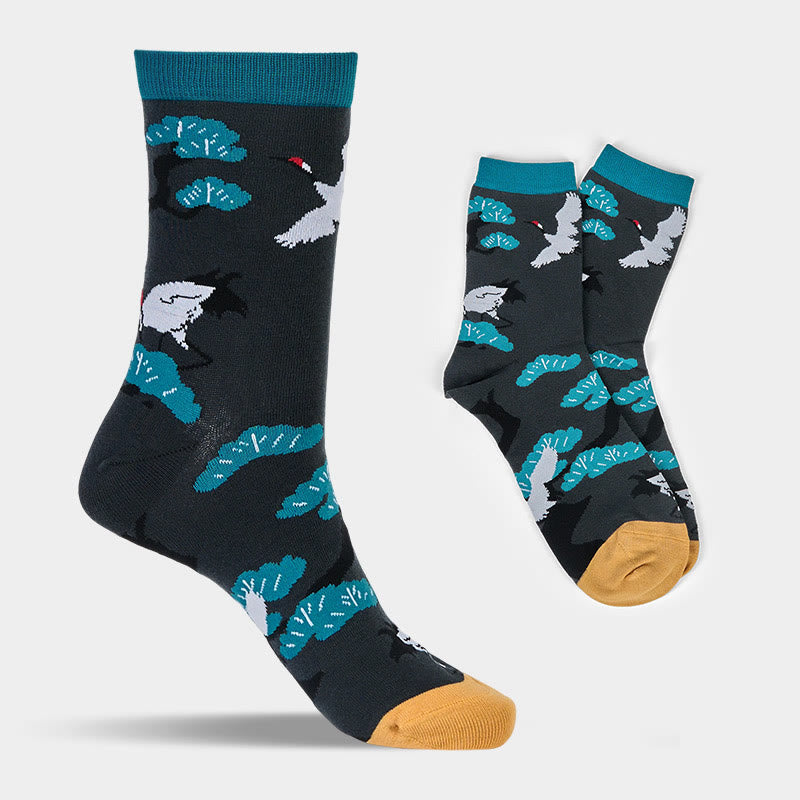 Buddha Stones "Create Yourself" White Crane Pine Tree Women's Socks Includes Gift Message Card - image 3