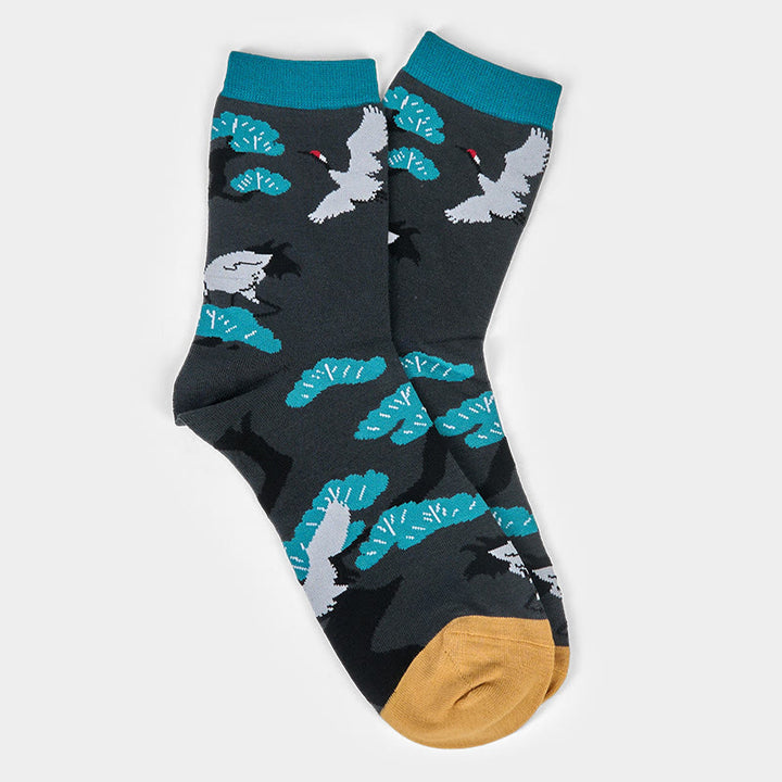 Buddha Stones "Create Yourself" White Crane Pine Tree Women's Socks Includes Gift Message Card - image 6