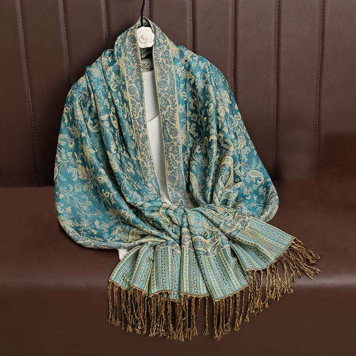 Buddha Stones Ethnic Daily Tibetan Paisley Pattern Tassel Cozy Scarf Shawl - image 37