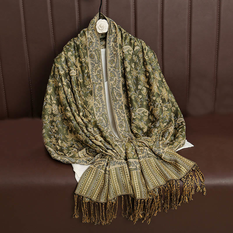 Buddha Stones Ethnic Daily Tibetan Paisley Pattern Tassel Cozy Scarf Shawl - image 19