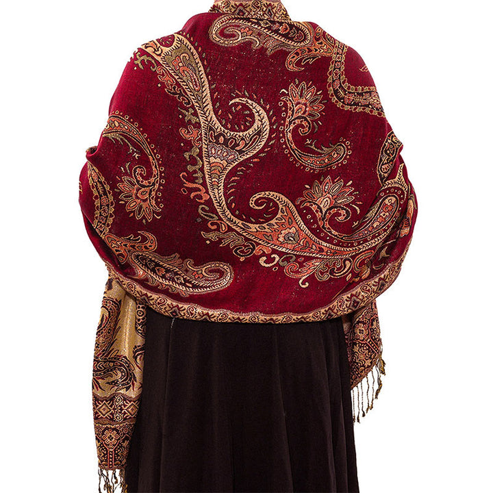 Buddha Stones Bohemia Style Tibetan Paisley Floral Pattern Tassel Cozy Scarf Shawl - image 10