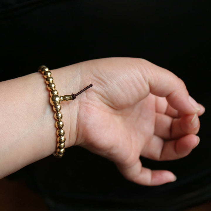 Buddha Stones Tibetan Retro Pure Copper Brass Bead Wealth Bracelet - image 3
