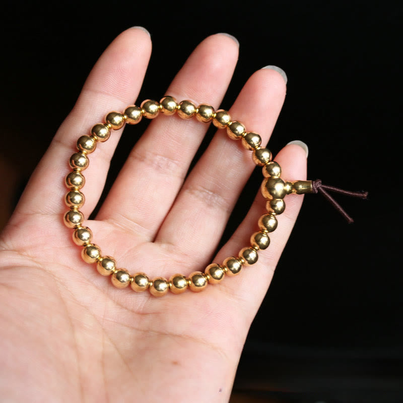 Buddha Stones Tibetan Retro Pure Copper Brass Bead Wealth Bracelet - image 1