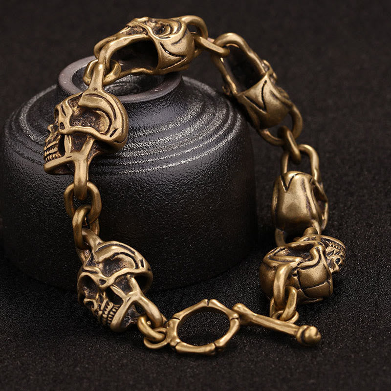 Buddha Stones Retro Copper Brass Skull The Lord Of The Corpse Forest Protection Bracelet - image 7