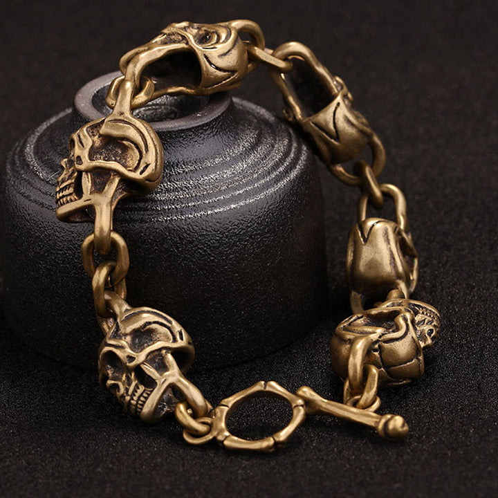 Buddha Stones Retro Copper Brass Skull The Lord Of The Corpse Forest Protection Bracelet - image 7