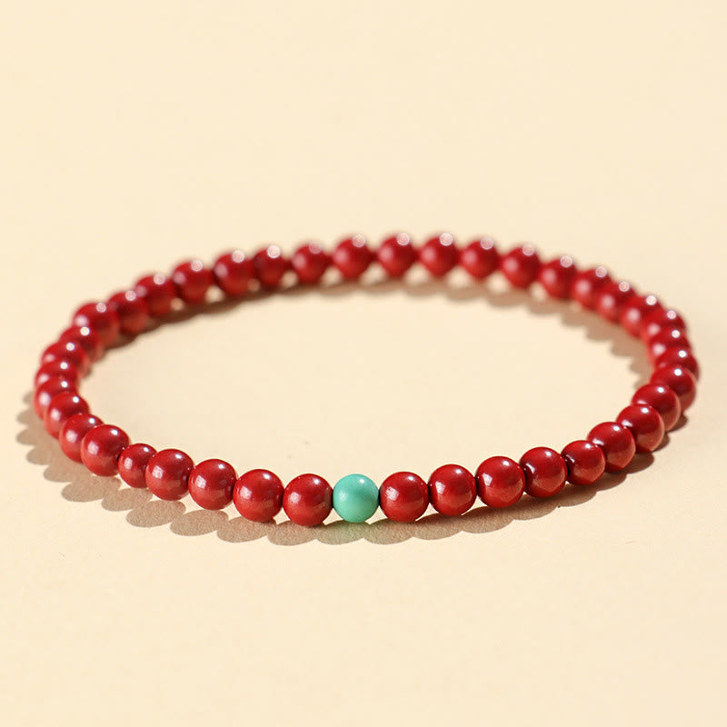 Buddha Stones Cinnabar Turquoise Concentration Bracelet - 4mm Imperial Cinnabar - image 1