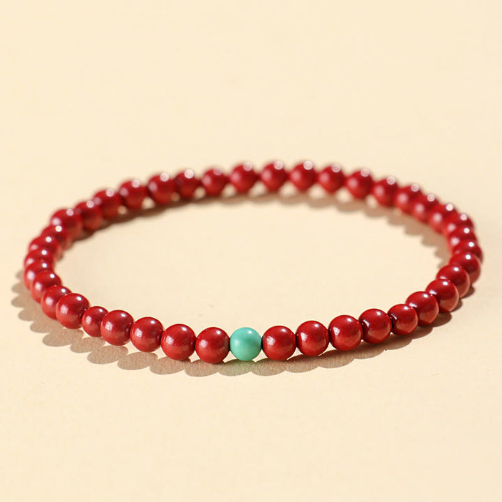 Buddha Stones Cinnabar Turquoise Concentration Bracelet - 4mm Imperial Cinnabar - image 1