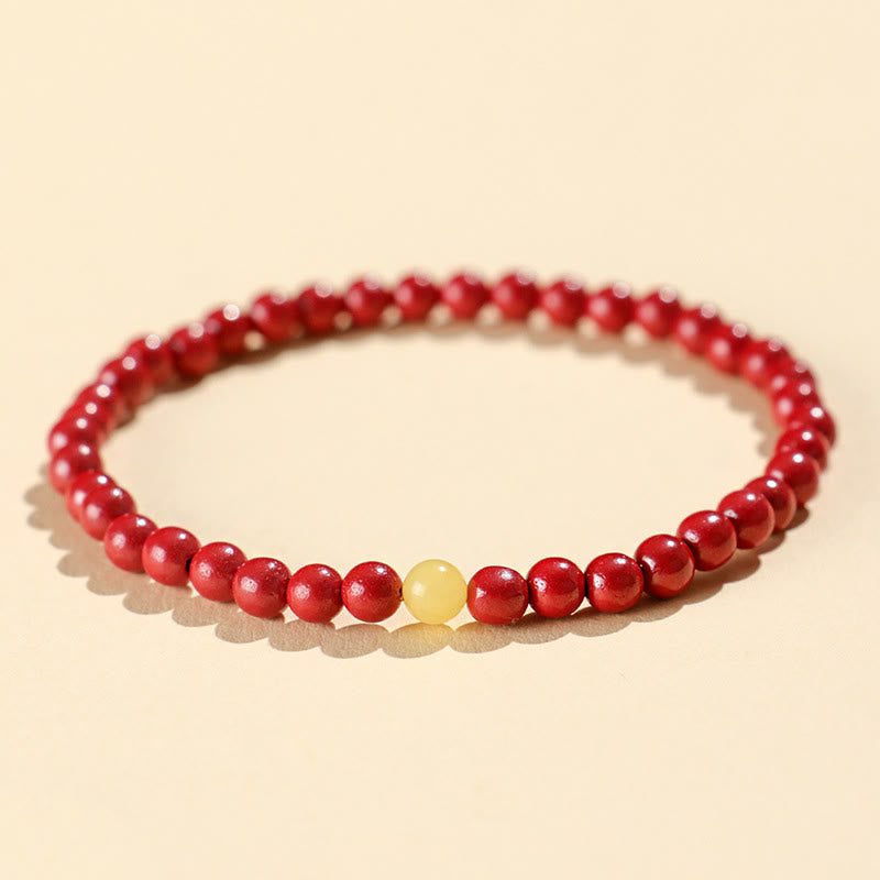 Buddha Stones Natural Cinnabar Amber Stone Calm Bracelet - 4mm Imperial Cinnabar - image 2