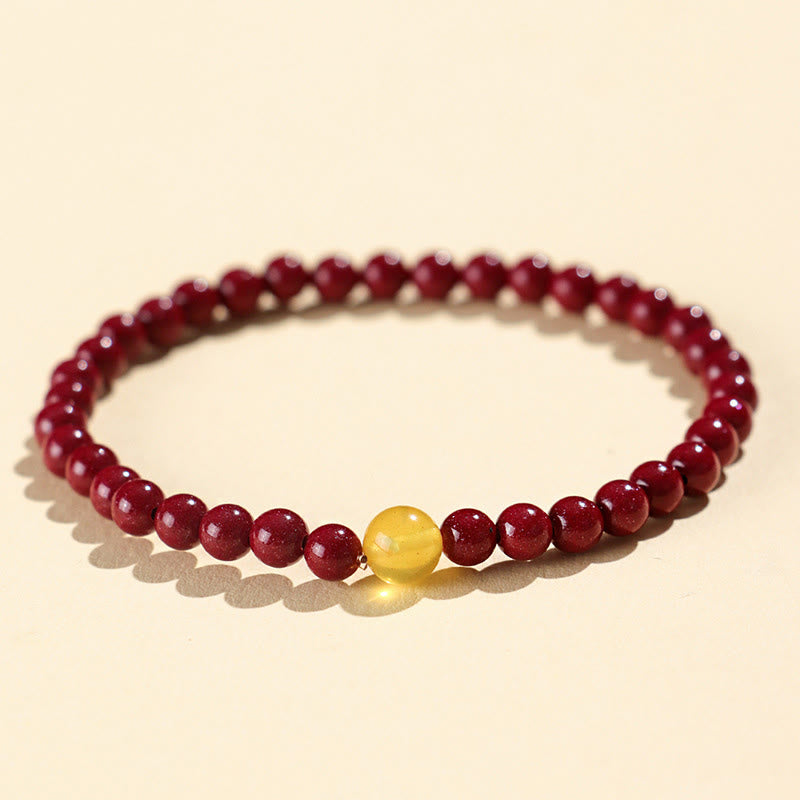 Buddha Stones Natural Cinnabar Amber Stone Calm Bracelet - 4mm Cinnabar - image 1