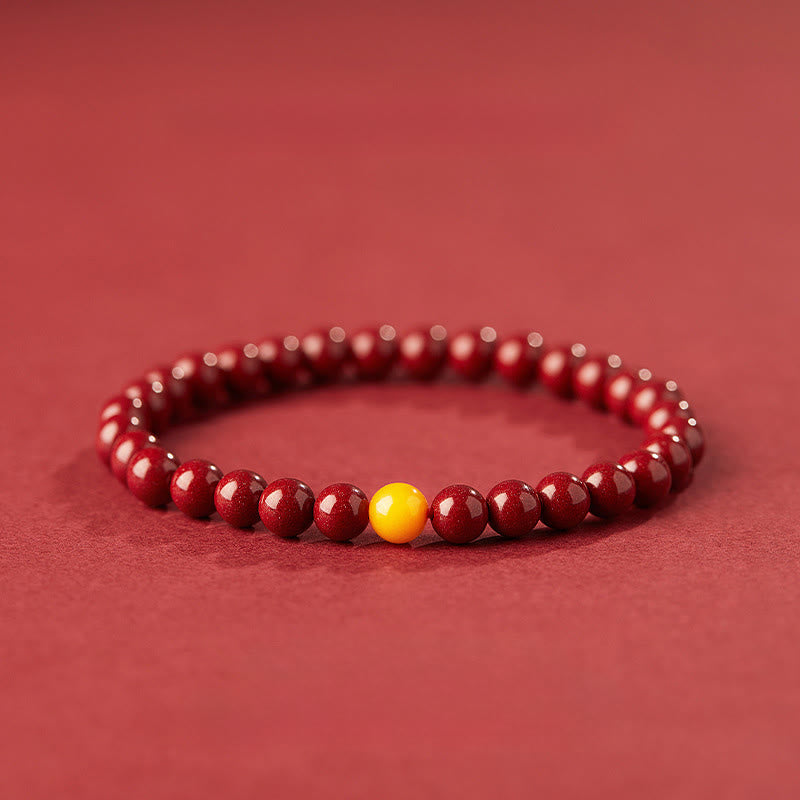 Buddha Stones Natural Cinnabar Amber Stone Calm Bracelet - 6mm Cinnabar - image 0