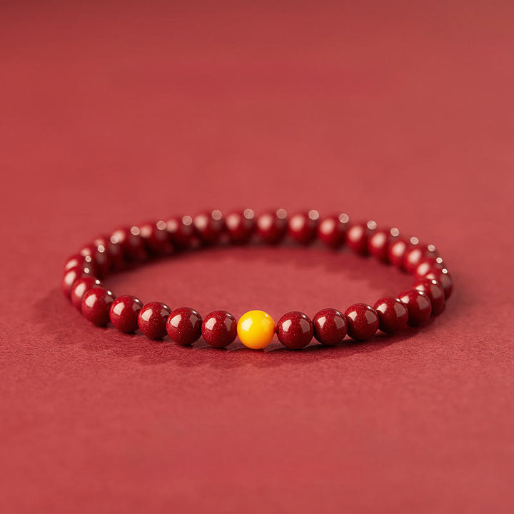 Buddha Stones Natural Cinnabar Amber Stone Calm Bracelet - 6mm Cinnabar - image 0