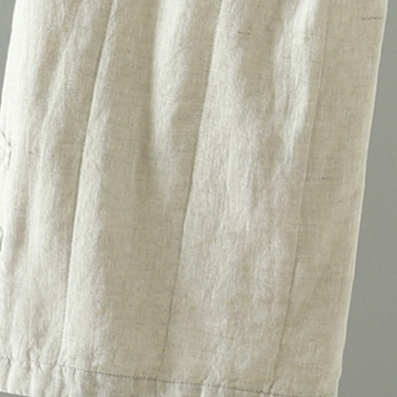 Buddha Stones Embroidered Frog Button Cotton Padded Women's Wide Leg Pants With Pockets - image 8