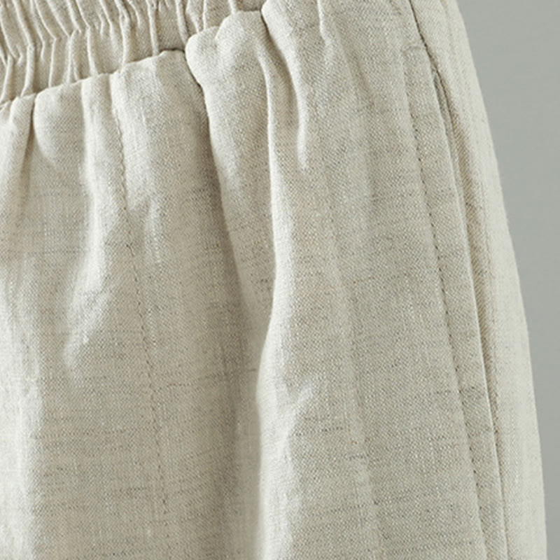 Buddha Stones Embroidered Frog Button Cotton Padded Women's Wide Leg Pants With Pockets - image 15