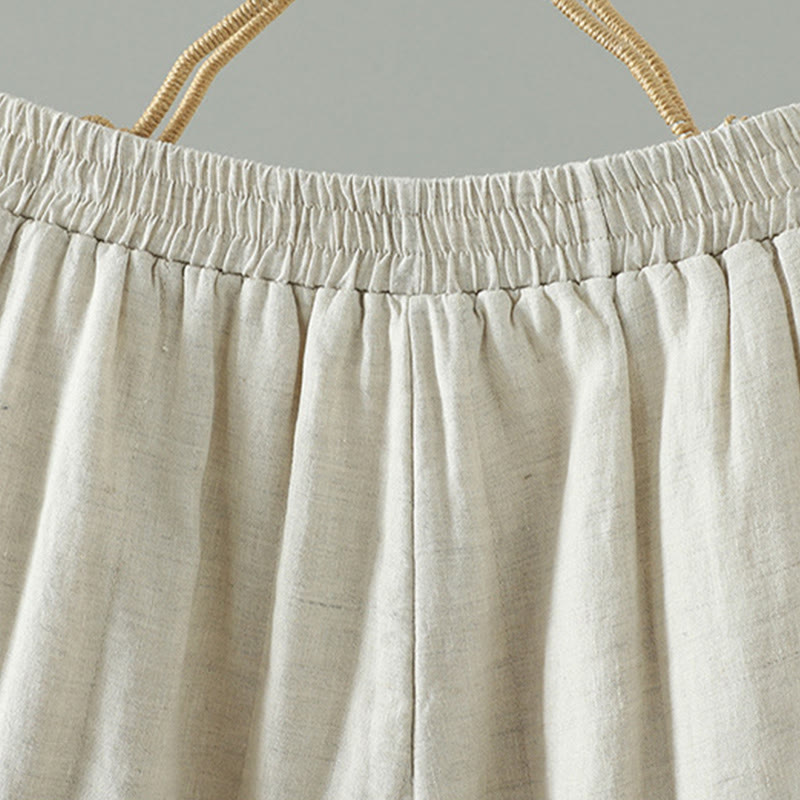 Buddha Stones Embroidered Frog Button Cotton Padded Women's Wide Leg Pants With Pockets - image 16