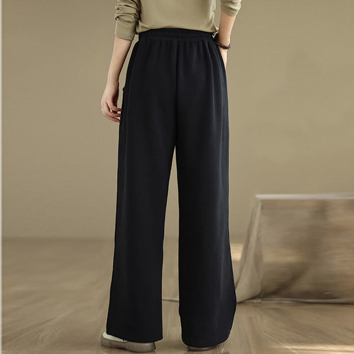 Buddha Stones Solid Color Drawstring Cotton Women's Wide Leg Pants With Pockets - image 11