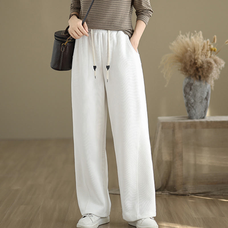 Buddha Stones Solid Color Drawstring Cotton Women's Wide Leg Pants With Pockets - image 19