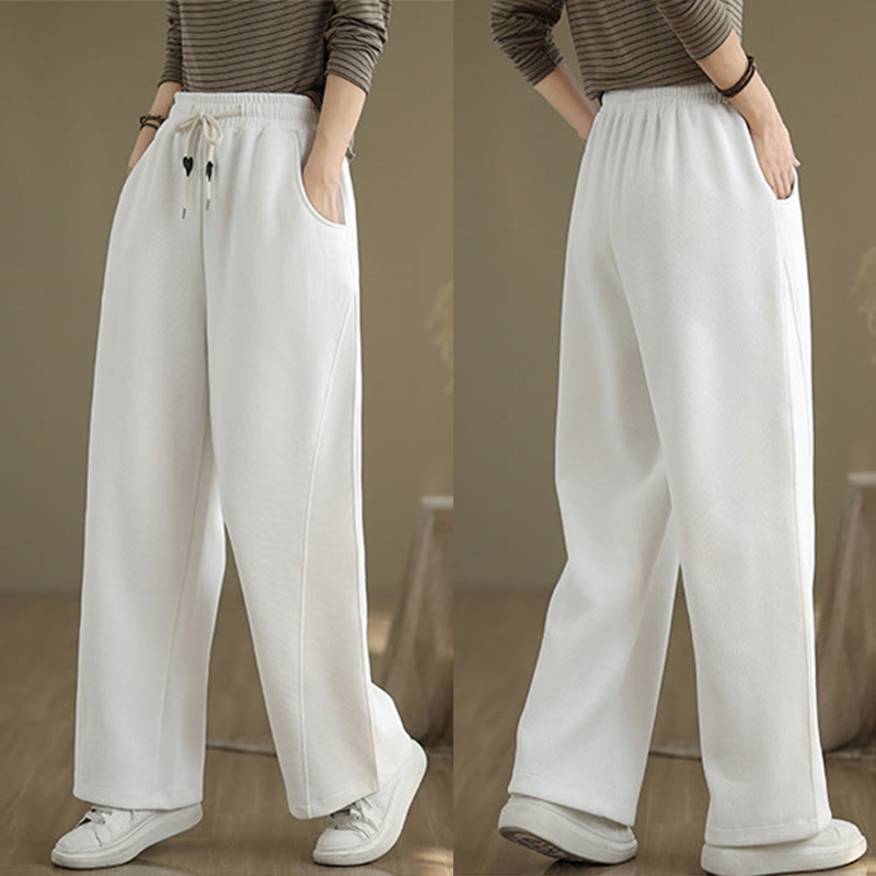 Buddha Stones Solid Color Drawstring Cotton Women's Wide Leg Pants With Pockets - image 17