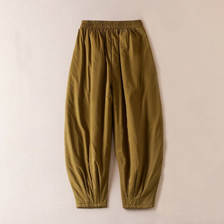 Buddha Stones Plain Cotton-padded Women's Harem Cotton Thick Pants With Pockets - image 2