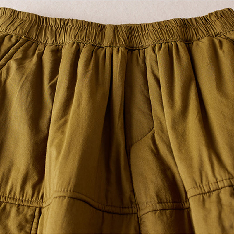 Buddha Stones Plain Cotton-padded Women's Harem Cotton Thick Pants With Pockets - image 7