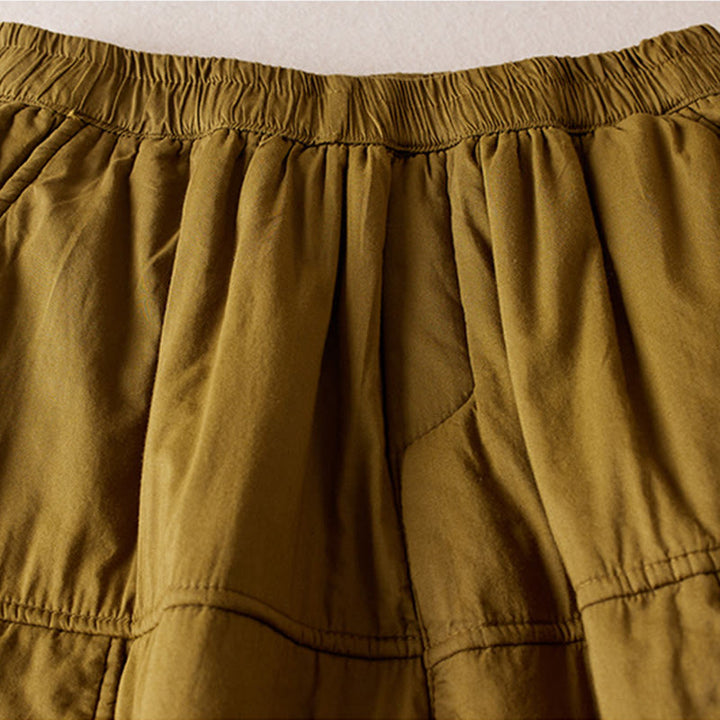 Buddha Stones Plain Cotton-padded Women's Harem Cotton Thick Pants With Pockets - image 7