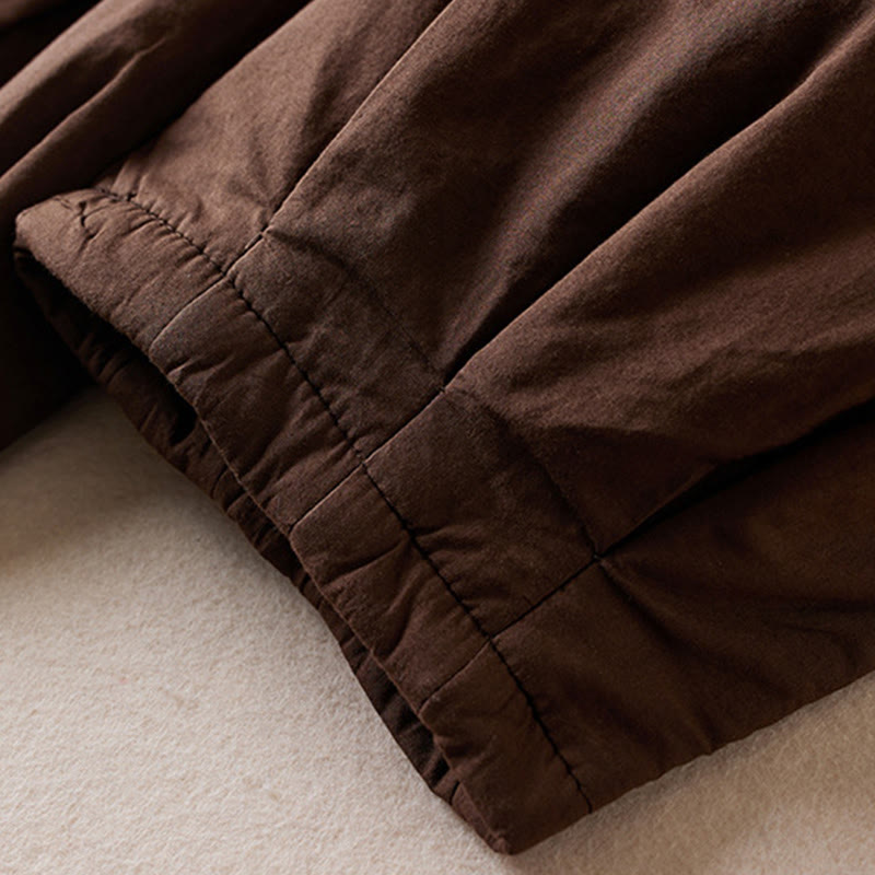 Buddha Stones Plain Cotton-padded Women's Harem Cotton Thick Pants With Pockets - image 14