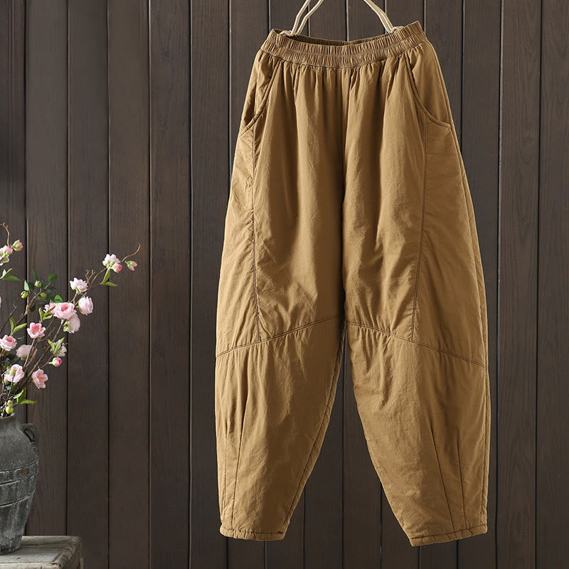 Buddha Stones Plain Warm Women's Harem Pants With Pockets - Goldenrod - US8-10，UK/AU12-14，EU40-42 (2XL) - image 0